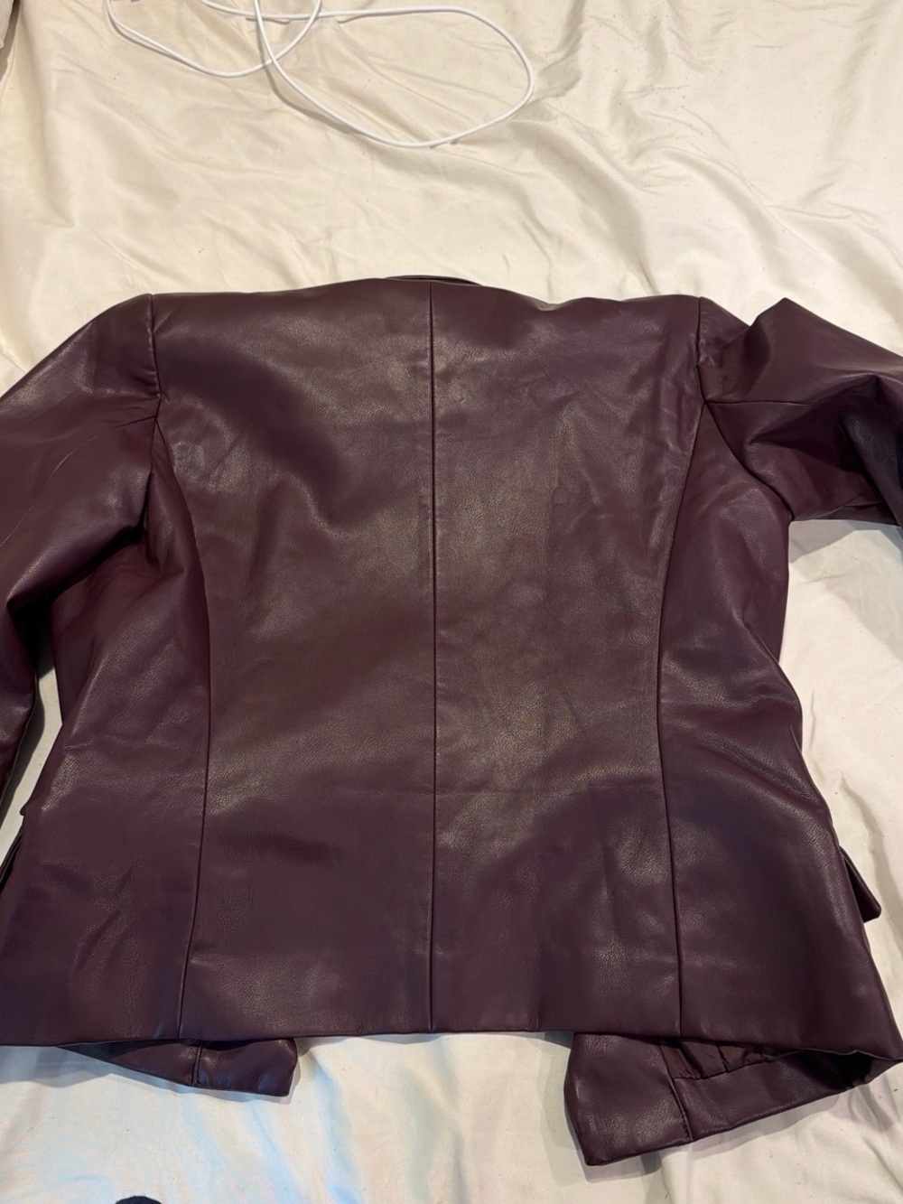 Calvin Klein Women's Burgundy Faux Leather Blazer - Picture 3 of 3